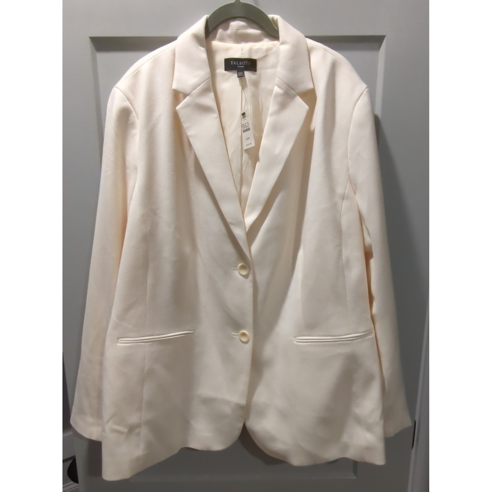 NWT $219 Talbots Womens Ivory White 2 button Wool Blazer Size 22W